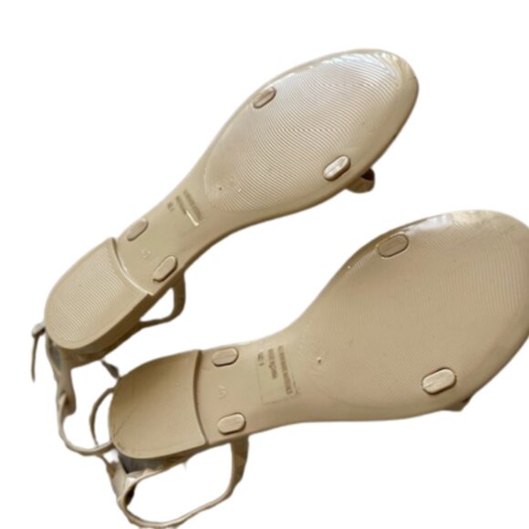 Womens Jelly Sandals Size 9 Adjustable Straps Flat Studded Gladiator Style Nude - Picture 5 of 8